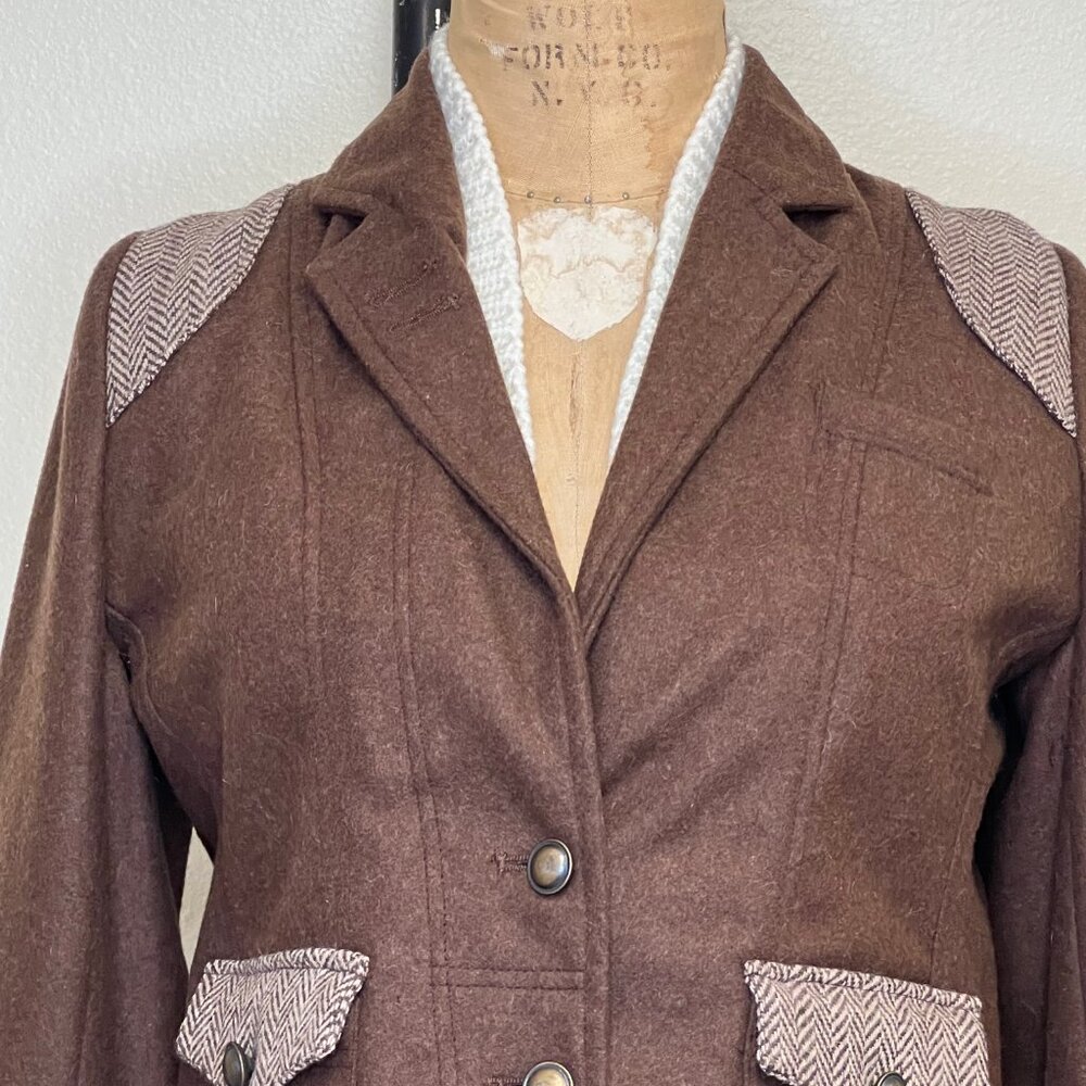 NWT Wool Blend Tweed Elbow Patch Knit Collar Jacket - Picture 6 of 6